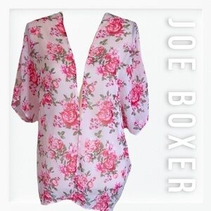 Joe Boxer Sheer Floral Open Cardigan sz M